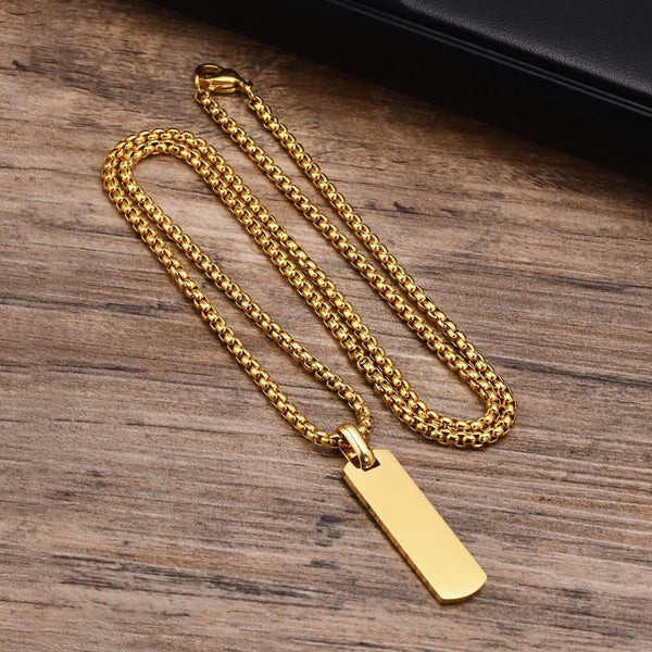 Gold Plated Stainless Steel Anti Tarnish Rectangular Hip Hop Party Pendant For Men