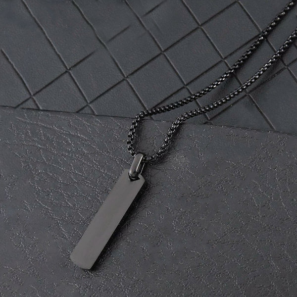 Black Silver Plated Stainless Steel Anti Tarnish Rectangular Hip Hop Party Pendant