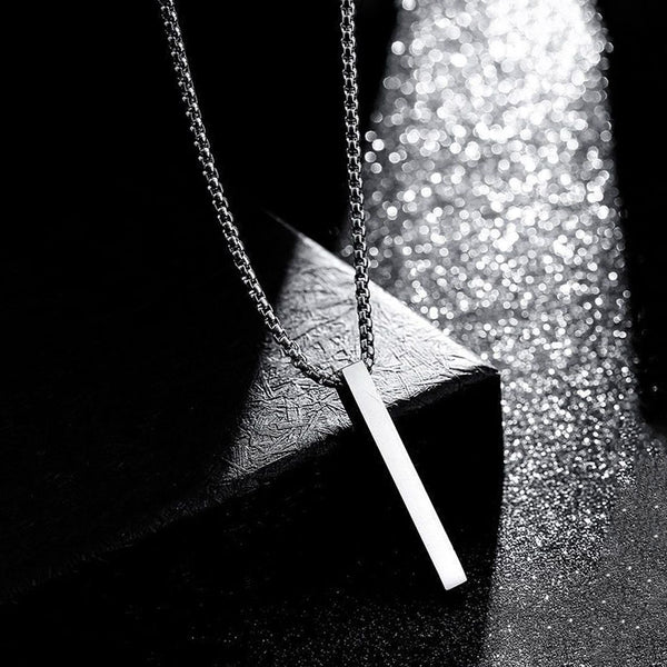 Silver Plated Stainless Steel Anti Tarnish Bar Shaped Hip Hop Party Pendant For Men
