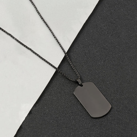 Black Silver Plated Stainless Steel Anti Tarnish Rectangular Hip Hop Party Pendant