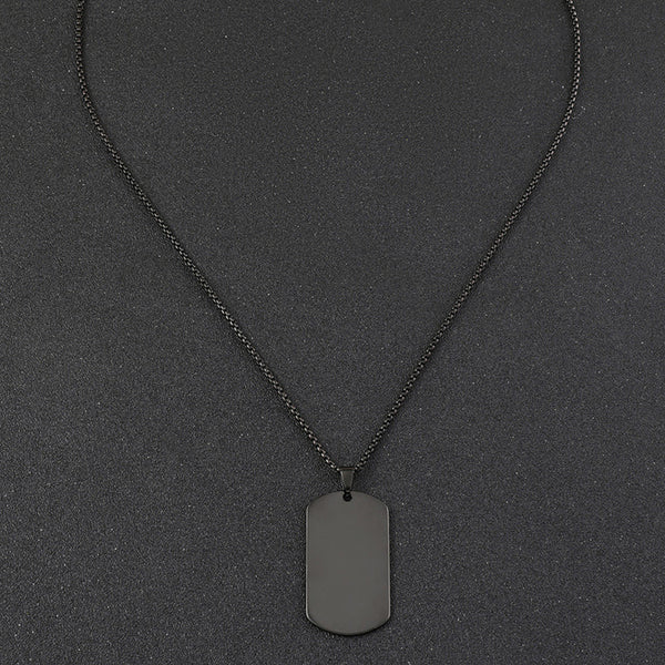 Black Silver Plated Stainless Steel Anti Tarnish Rectangular Hip Hop Party Pendant