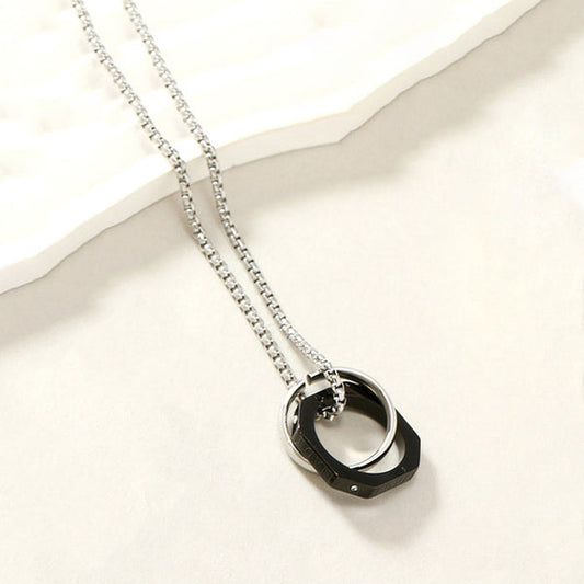 Silver Plated Stainless Steel Anti Tarnish Black Hexagonal Hip Hop Party Pendant For Men