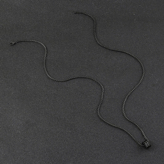 Black Silver Plated Stainless Steel Anti Tarnish Triple Linked Rings Black Circular Pendant