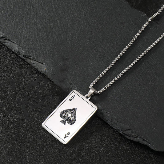 Silver Plated Stainless Steel Anti Tarnish Ace of Spades Stylish Contemporary Pendant