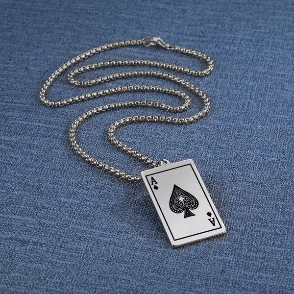 Silver Plated Stainless Steel Anti Tarnish Ace of Spades Stylish Contemporary Pendant