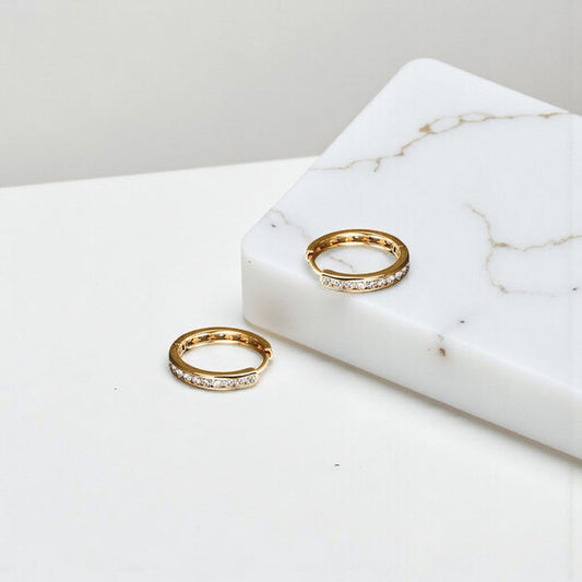 Jewelry Gold-Plated Gold Toned AD Studded Contemporary Hoop Earrings