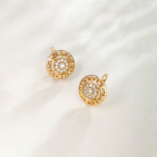 Jewelry Gold-Plated Round Shape AD Studded Stud Earrings