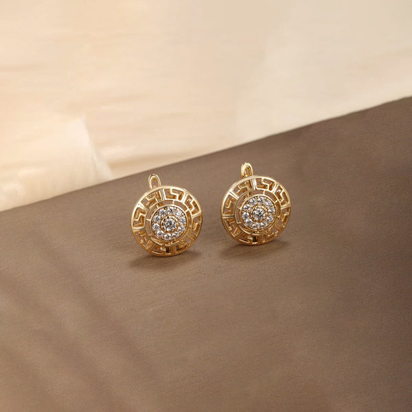 Jewelry Gold-Plated Round Shape AD Studded Stud Earrings