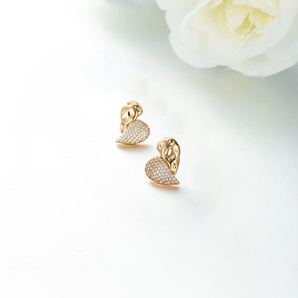 Jewelry Gold-Plated Heart Themed AD Studded Contemporary Stud Earrings