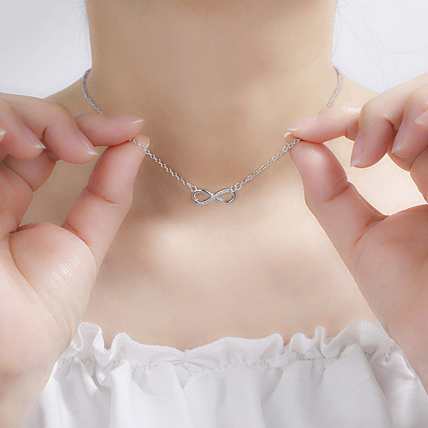 Silver Plated American Diamond Studded Infinity Shape Korean Pendant
