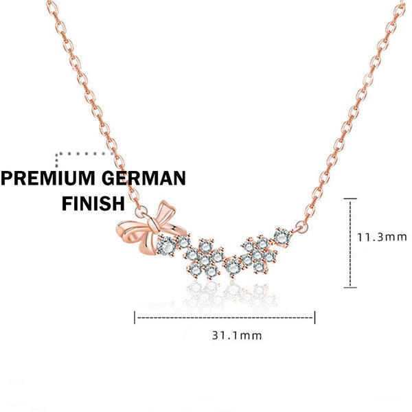 Rose Gold Plated American Diamond Studded Bow-Tie Themed Contemporary Pendant