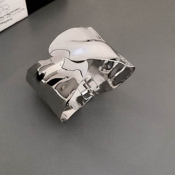Silver-Plated Bangle-Style Cuff Bracelet For Women And Girls