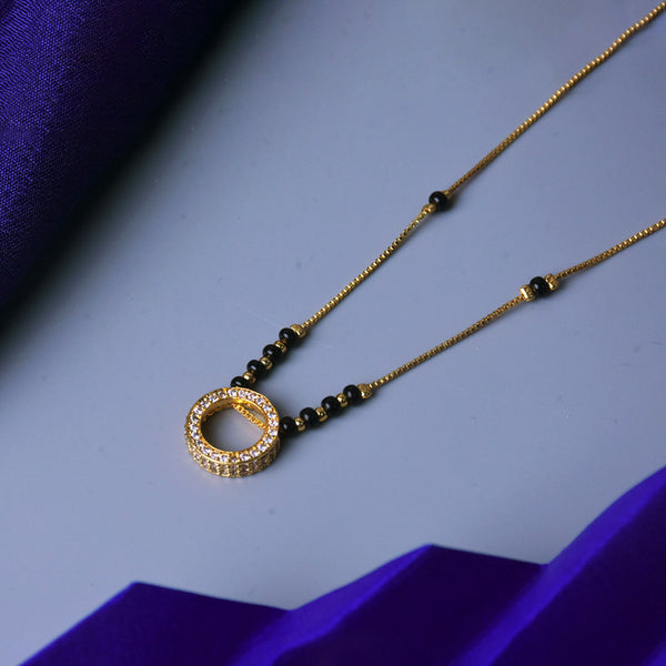 Gold Plated Round Shaped Mangalsutra with Chain for Women