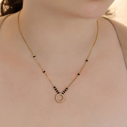 Gold Plated Round Shaped Mangalsutra with Chain for Women