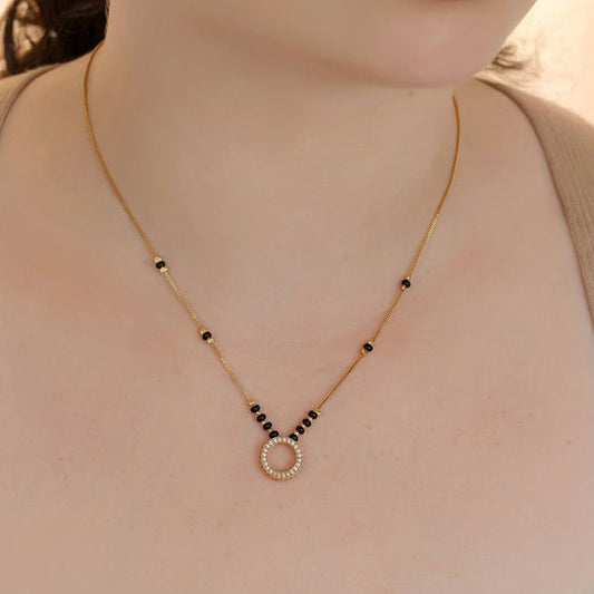 Gold Plated Round Shaped Mangalsutra with Chain for Women