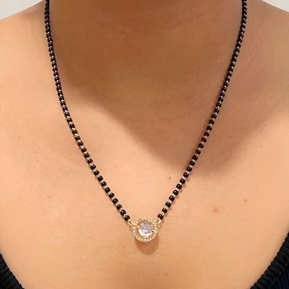 Gold Plated Round Shaped Mangalsutra with Chain for Women