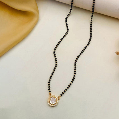 Gold Plated Round Shaped Mangalsutra with Chain for Women