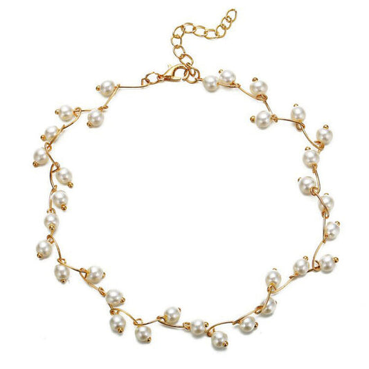 Pearl Studded Single Layer Gold Plated Necklace Jewellery For Women