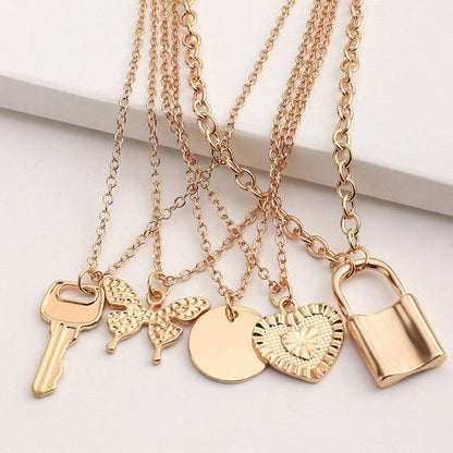 Gold Plated Gold-Toned Trending Necklaces Pack of 5 For Women