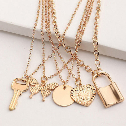 Gold Plated Gold-Toned Trending Necklaces Pack of 5 For Women