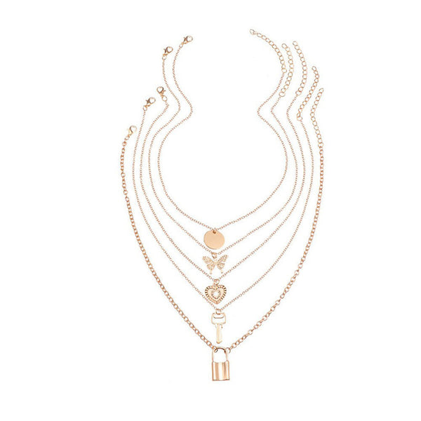 Gold Plated Gold-Toned Trending Necklaces Pack of 5 For Women