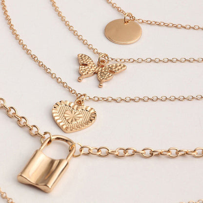 Gold Plated Gold-Toned Trending Necklaces Pack of 5 For Women