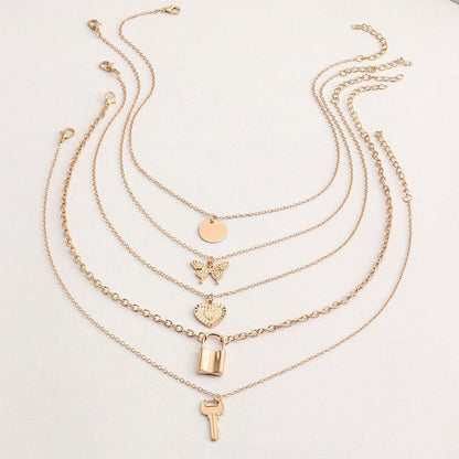 Gold Plated Gold-Toned Trending Necklaces Pack of 5 For Women