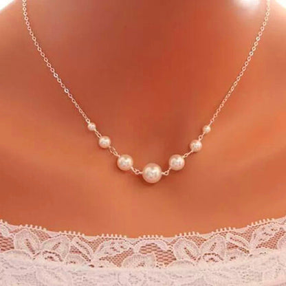 White Gold Plated Gold Toned Pearl Studded Contemporary Necklace For Women
