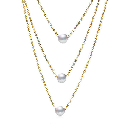 White Gold Plated Pearl Studded Layered Necklace For Women