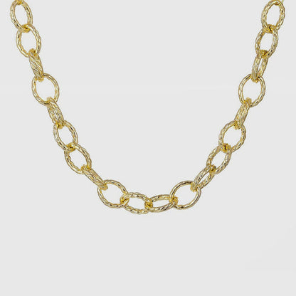 Gold Plated Large Chain Contemporary Necklace For Women
