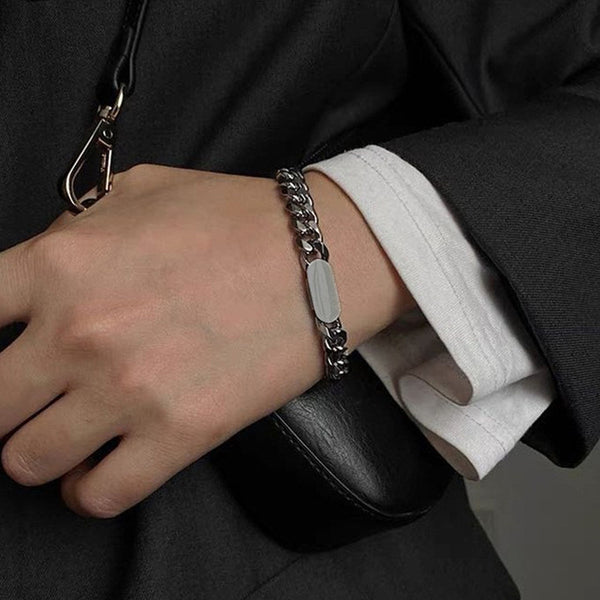 Silver Plated Stainless Steel Anti Tarnish Miami Cuban Link Bracelet For Men