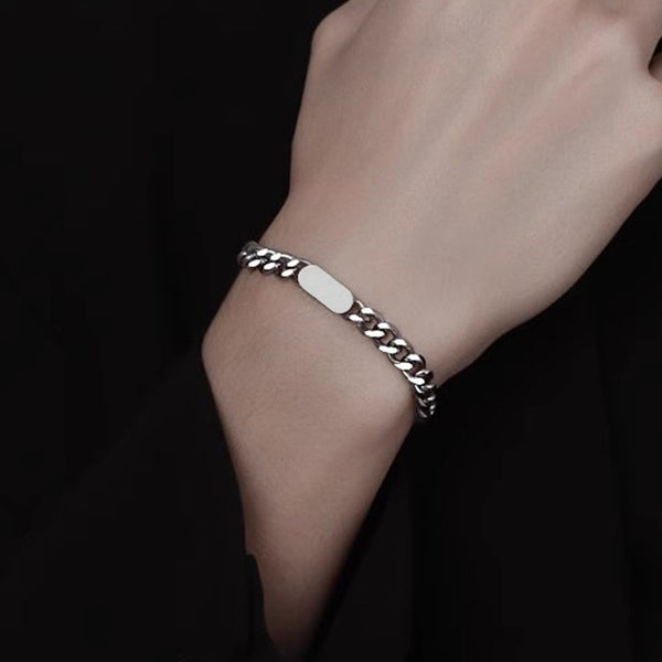 Silver Plated Stainless Steel Anti Tarnish Miami Cuban Link Bracelet For Men