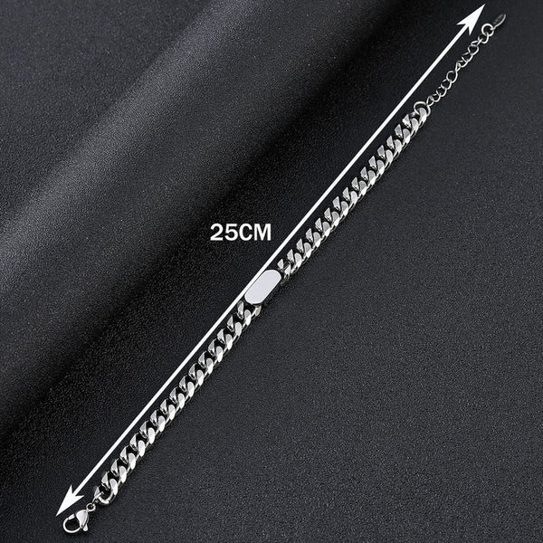 Silver Plated Stainless Steel Anti Tarnish Miami Cuban Link Bracelet For Men