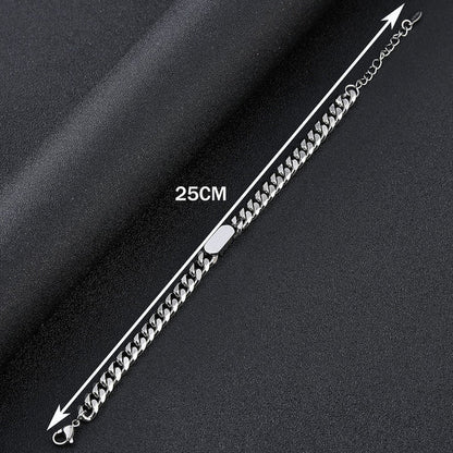 Silver Plated Stainless Steel Anti Tarnish Miami Cuban Link Bracelet For Men