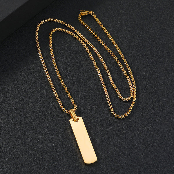 Gold Plated Stainless Steel Anti Tarnish Rectangular Hip Hop Party Pendant For Men