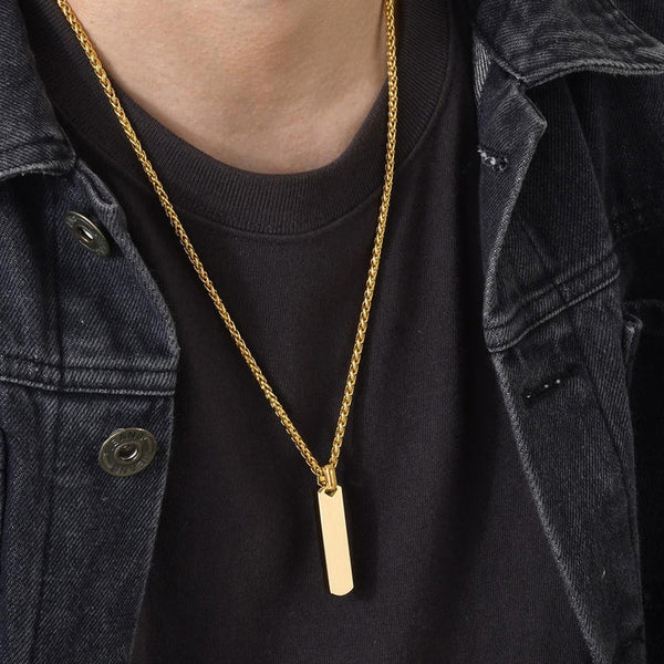Gold Plated Stainless Steel Anti Tarnish Rectangular Hip Hop Party Pendant For Men
