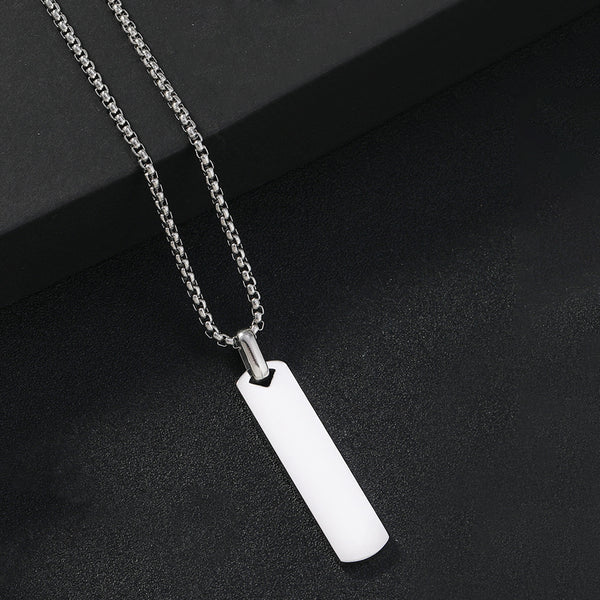 Silver Plated Stainless Steel Anti Tarnish Rectangular Hip Hop Party Pendant For Men