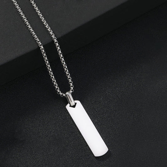 Silver Plated Stainless Steel Anti Tarnish Rectangular Hip Hop Party Pendant For Men