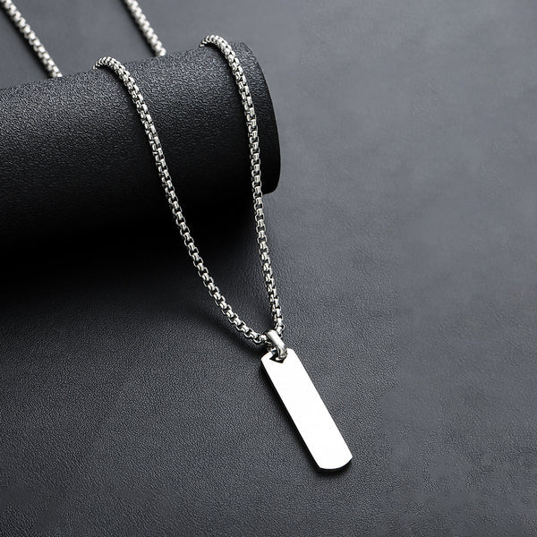 Silver Plated Stainless Steel Anti Tarnish Rectangular Hip Hop Party Pendant For Men