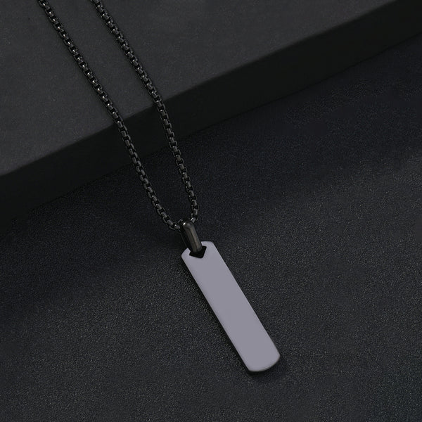 Black Silver Plated Stainless Steel Anti Tarnish Rectangular Hip Hop Party Pendant