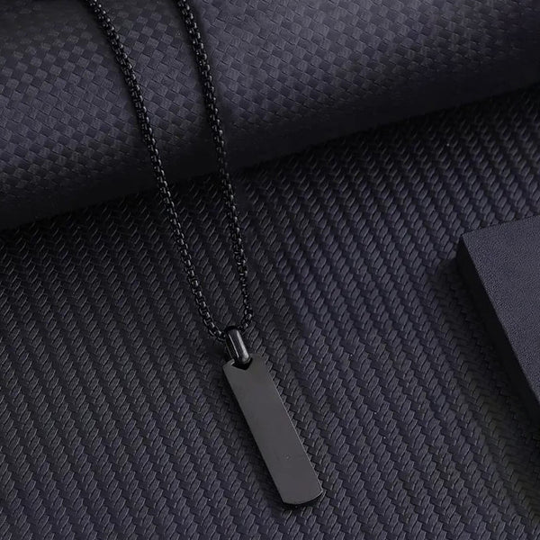 Black Silver Plated Stainless Steel Anti Tarnish Rectangular Hip Hop Party Pendant
