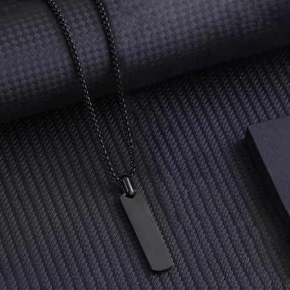 Black Silver Plated Stainless Steel Anti Tarnish Rectangular Hip Hop Party Pendant