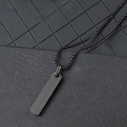Black Silver Plated Stainless Steel Anti Tarnish Rectangular Hip Hop Party Pendant
