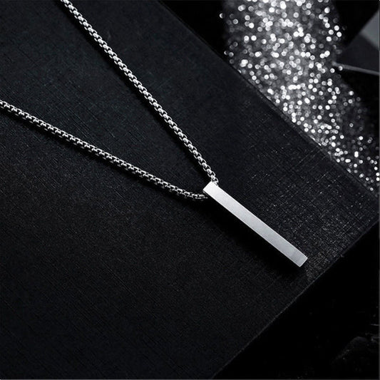 Silver Plated Stainless Steel Anti Tarnish Bar Shaped Hip Hop Party Pendant For Men