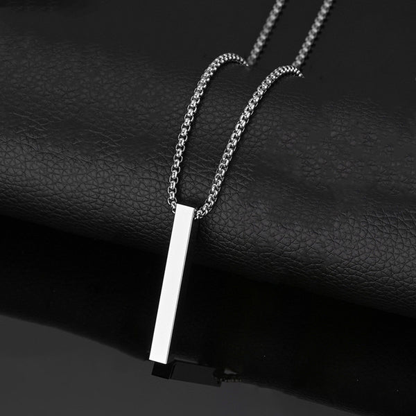 Silver Plated Stainless Steel Anti Tarnish Bar Shaped Hip Hop Party Pendant For Men