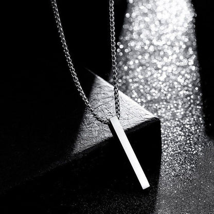 Silver Plated Stainless Steel Anti Tarnish Bar Shaped Hip Hop Party Pendant For Men