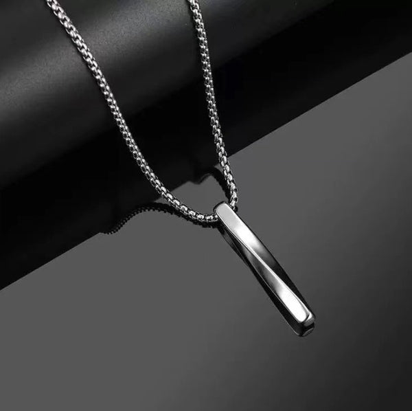 Silver Plated Stainless Steel Anti Tarnish Twisted Bar Shaped Hip Hop Party Pendant