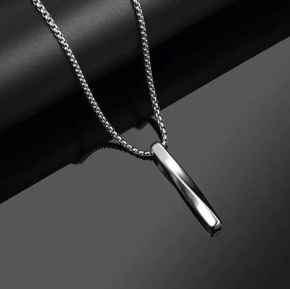 Silver Plated Stainless Steel Anti Tarnish Twisted Bar Shaped Hip Hop Party Pendant