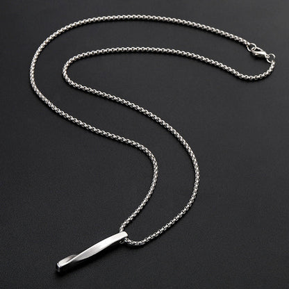 Silver Plated Stainless Steel Anti Tarnish Twisted Bar Shaped Hip Hop Party Pendant