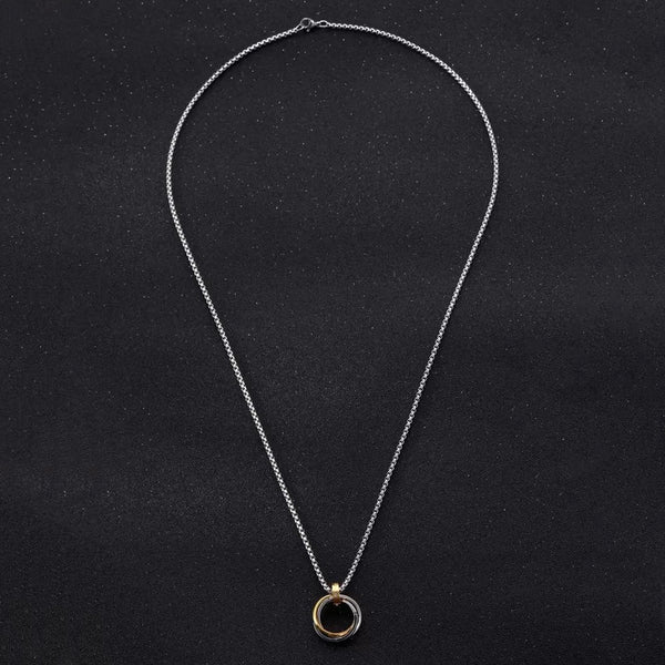 Silver Plated Stainless Steel Anti Tarnish Triple Rings Circular Pendant For Men